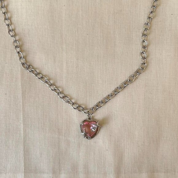 y2k 2000s choker heart crystal star pendant silver necklace - Picture 8 of 8